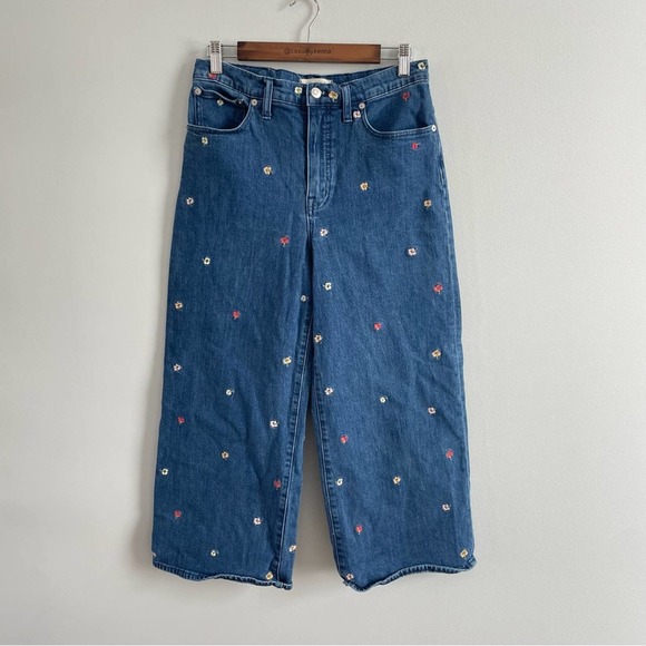 Madewell | Wide-Leg Crop Jeans Confetti Floral Embroidered Edition Flowers Capri - Picture 2 of 11